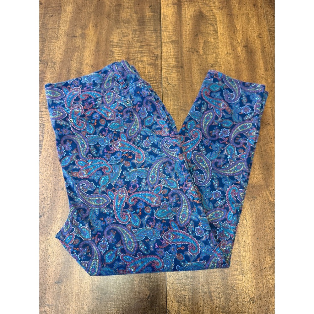 Faded Glory Pants Womens 2X 18W 20W Paisley Stretch Blue Multicolor Y2K